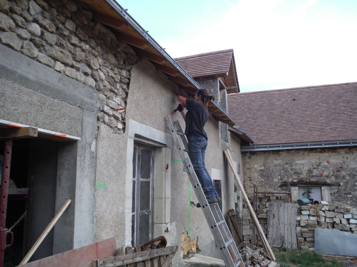 On commence la deuxième baie vitrée!